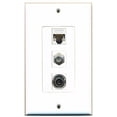 thumbnail image 1 of RiteAV - 1 Port Coax Cable TV- F-Type and 1 Port 3.5mm and 1 Port Cat5e Ethernet White Decorative Wall Plate Decorative, 1 of 1