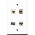 thumbnail image 1 of RiteAV 1 Port Coax Cable TV- F-Type and 1 Port Phone RJ11 RJ12 Beige 2 Port Cat6 Ethernet White Wall Plate, 1 of 1