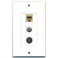 thumbnail image 1 of RiteAV - 1 Port Coax Cable TV- F-Type and 1 Port Phone RJ11 RJ12 Beige and 1 Port S-Video Decorative Wall Plate Decorative, 1 of 1