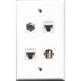 thumbnail image 1 of RiteAV 1 Port Coax Cable TV- F-Type and 1 Port USB A-A 2 Port Cat5e Ethernet White Wall Plate, 1 of 1