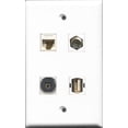 thumbnail image 1 of RiteAV 1 Port Coax Cable TV- F-Type and 1 Port USB A-A and 1 Port Toslink and 1 Port Cat6 Ethernet White Wall Plate, 1 of 1