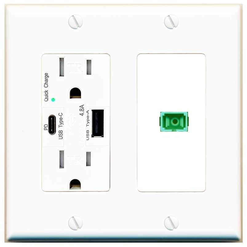 RiteAV 1 Port Fiber Optic Coupler Jack SC Simplex Singlemode APC Wall ...