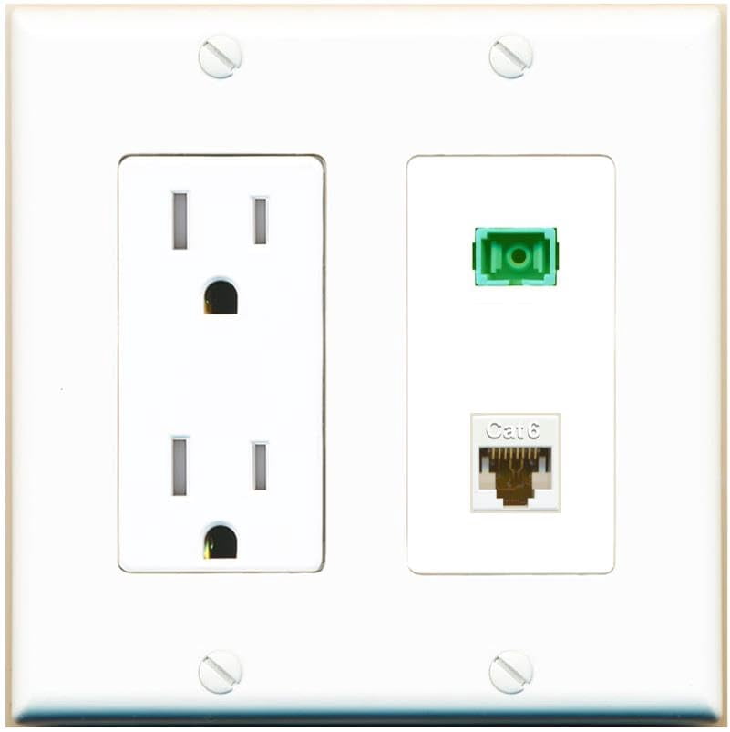 Simplex Outlet Types RiteAV 1 Port Fiber Optic Jack SC Simplex APC + Cat6 Wall Plate ...