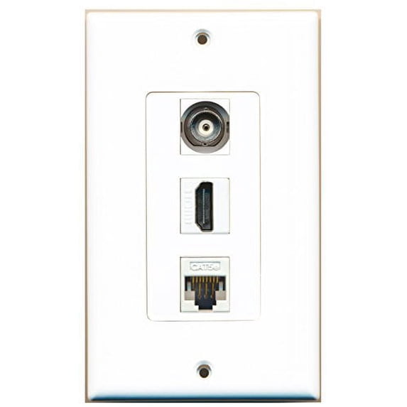 RiteAV - 1 Port HDMI 1 BNC 1 Cat5e Ethernet White Wall Plate Decorative