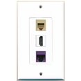 thumbnail image 1 of RiteAV - 1 Port HDMI 1 Phone RJ11 RJ12 Beige 1 Cat5e Ethernet Purple Wall Plate Decorative, 1 of 1