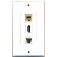 thumbnail image 1 of RiteAV - 1 Port HDMI 1 Phone RJ11 RJ12 Beige 1 Cat5e Ethernet White Wall Plate Decorative, 1 of 1