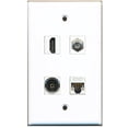 thumbnail image 1 of RiteAV - 1 Port HDMI 1 Port Coax Cable TV- F-Type 1 Port Toslink 1 Port Cat5e Ethernet White Wall Plate, 1 of 1