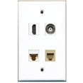 thumbnail image 1 of RiteAV - 1 Port HDMI 1 Port Phone RJ11 RJ12 Beige 1 Port BNC 1 Port Cat6 Ethernet White Wall Plate, 1 of 1