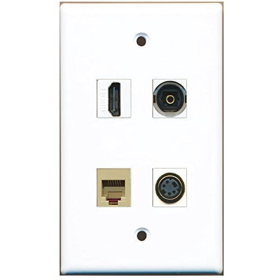 RiteAV - 1 Port HDMI 1 Port Phone RJ11 RJ12 Beige 1 Port S-Video 1 Port Toslink Wall Plate