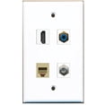thumbnail image 1 of RiteAV - 1 Port HDMI 1 Port RCA Blue 1 Port Coax Cable TV- F-Type 1 Port Phone RJ11 RJ12 Beige Wall Plate, 1 of 1