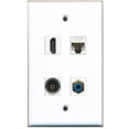 thumbnail image 1 of RiteAV - 1 Port HDMI 1 Port RCA Blue 1 Port Toslink 1 Port Cat5e Ethernet White Wall Plate, 1 of 1