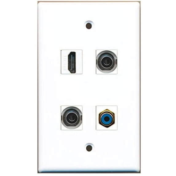 RiteAV - 1 Port HDMI 1 Port RCA Blue 2 Port 3.5mm Wall Plate