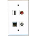 thumbnail image 1 of RiteAV - 1 Port HDMI 1 Port RCA Red 1 Port Coax Cable TV- F-Type 1 Port Shielded Cat6 Ethernet Wall Plate, 1 of 1