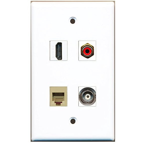 RiteAV - 1 Port HDMI 1 Port RCA Red 1 Port Phone RJ11 RJ12 Beige 1 Port BNC Wall Plate