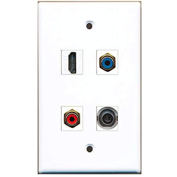 RiteAV - 1 Port HDMI 1 Port RCA Red 1 Port RCA Blue 1 Port 3.5mm Wall Plate