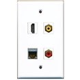 thumbnail image 1 of RiteAV - 1 Port HDMI 1 Port RCA Red 1 Port RCA Yellow 1 Port Shielded Cat6 Ethernet Wall Plate, 1 of 1