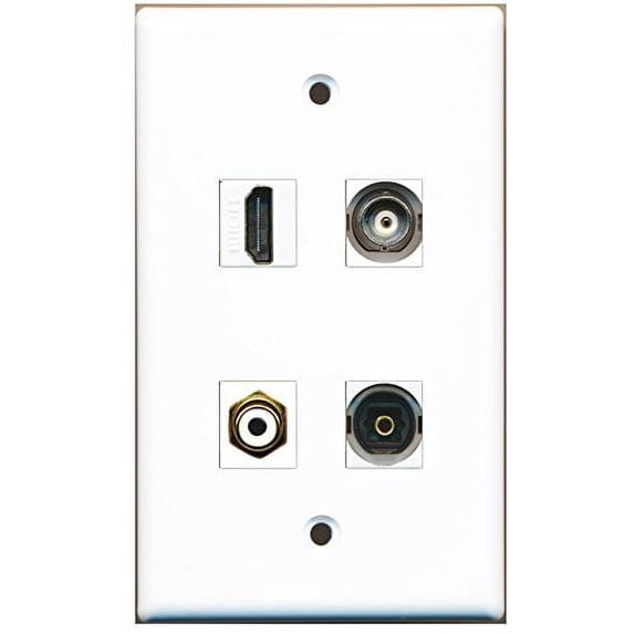 RiteAV - 1 Port HDMI 1 Port RCA White 1 Port Toslink 1 Port BNC Wall Plate