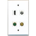thumbnail image 1 of RiteAV - 1 Port HDMI 1 Port RCA Yellow 1 Port RCA Green 1 Port Coax Cable TV- F-Type Wall Plate, 1 of 1