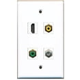 thumbnail image 1 of RiteAV - 1 Port HDMI 1 Port RCA Yellow 1 Port RCA Green 1 Port Coax Cable TV- F-Type Wall Plate, 1 of 1