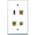 thumbnail image 1 of RiteAV - 1 Port HDMI 1 Port RCA Yellow 2 Port Phone RJ11 RJ12 Beige Wall Plate, 1 of 1
