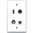 thumbnail image 1 of RiteAV - 1 Port HDMI 1 Port Toslink 1 Port BNC 1 Port Cat5e Ethernet White Wall Plate, 1 of 1
