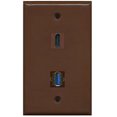 thumbnail image 1 of RiteAV - 1 Port HDMI 1 Port USB 3.0 Wall Plate - Brown, 1 of 1
