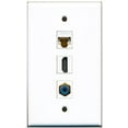 thumbnail image 1 of RiteAV - 1 Port HDMI 1 RCA Blue 1 Cat6 Ethernet White Wall Plate, 1 of 1