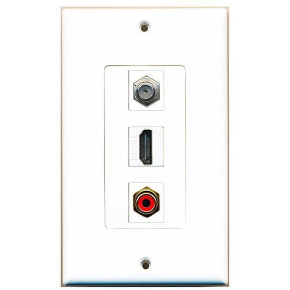 RiteAV - 1 Port HDMI 1 RCA Red 1 Coax Cable TV- F-Type Wall Plate Decorative