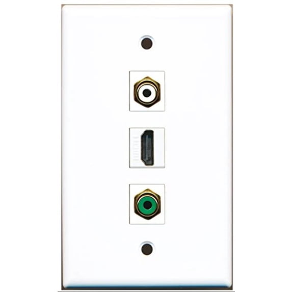 RiteAV - 1 Port HDMI 1 RCA White 1 RCA Green Wall Plate