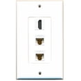 thumbnail image 1 of RiteAV - 1 Port HDMI 2 Port Cat6 Ethernet Decorative Wall Plate - White, 1 of 2