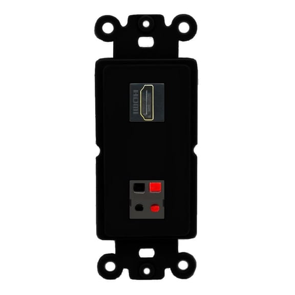 RiteAV 1 Port HDMI Speaker Coupler Jack Insert Rocker Module Female-Female for Decorative Wall Cover Face Plate [Black]
