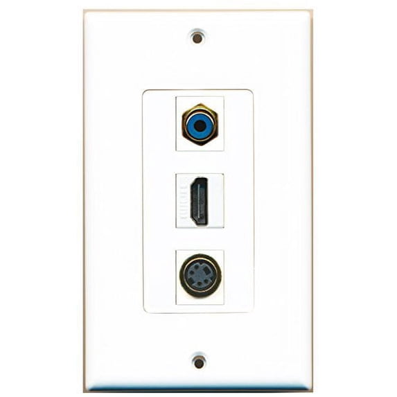 RiteAV - 1 Port HDMI and 1 Port RCA Blue and 1 Port S-Video Decorative Wall Plate
