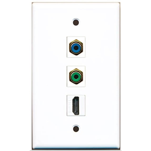 RiteAV - 1 Port HDMI and 1 Port RCA Green and 1 Port RCA Blue Wall Plate