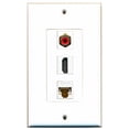 thumbnail image 1 of RiteAV - 1 Port HDMI and 1 Port RCA Red and 1 Port Cat6 Ethernet White Decorative Wall Plate, 1 of 1