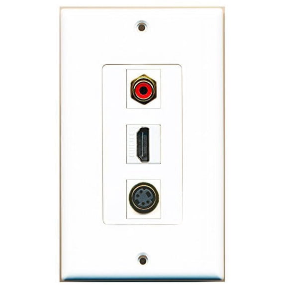 RiteAV - 1 Port HDMI and 1 Port RCA Red and 1 Port S-Video Decorative Wall Plate