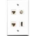 thumbnail image 1 of RiteAV 1 Port HDMI and 1 Port RCA White 2 Port Cat6 Ethernet White Wall Plate, 1 of 1