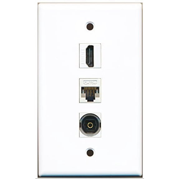 RiteAV - 1 Port HDMI and 1 Port Toslink and 1 Port Cat5e Ethernet White Wall Plate