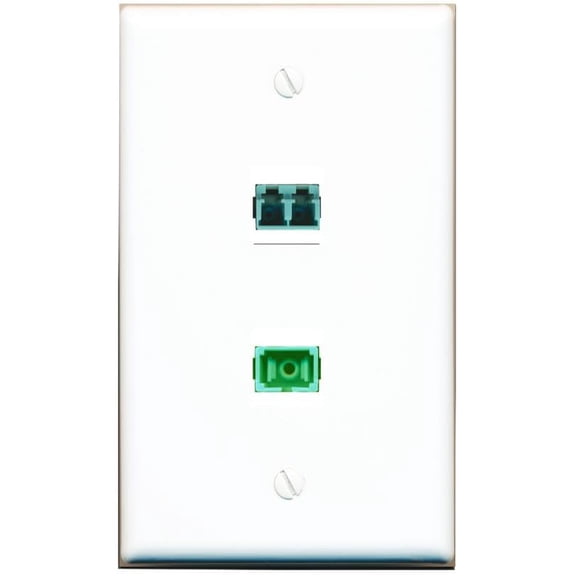 RiteAV 1 Port LC 10GB DX SC/APC Singlemode Simplex Flat Wall Plate White