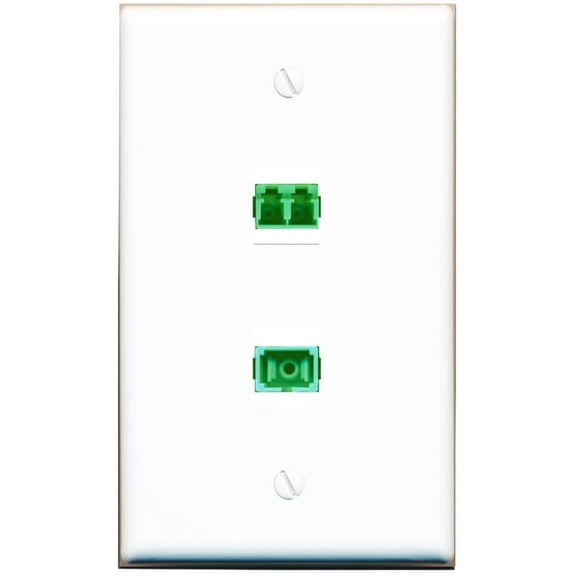 RiteAV 1 Port LC APC DX SC/APC Singlemode Simplex Flat Wall Plate White