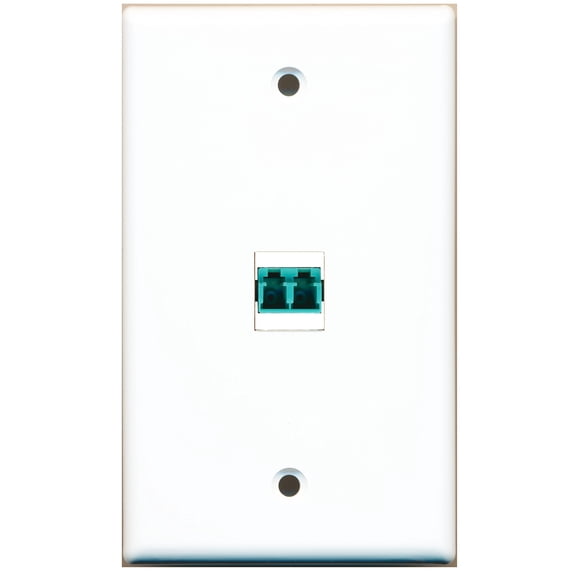 RiteAV - 1 Port LC Fiber 10GB Duplex Wall Plate - Eggshell White - Bracket Included