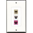 thumbnail image 1 of RiteAV - 1 Port Phone RJ11 RJ12 Beige 1 Cat5e Ethernet White 1 Cat5e Ethernet Pink Wall Plate Decorative, 1 of 1