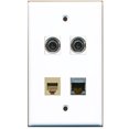 thumbnail image 1 of RiteAV - 1 Port Phone RJ11 RJ12 Beige 1 Port Shielded Cat6 Ethernet 2 Port 3.5mm Wall Plate, 1 of 1