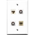 thumbnail image 1 of RiteAV 1 Port Phone RJ11 RJ12 Beige 2 Port BNC and 1 Port Cat6 Ethernet White Wall Plate, 1 of 1