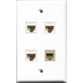 thumbnail image 1 of RiteAV 1 Port Phone RJ11 RJ12 Beige 3 Port Cat6 Ethernet White Wall Plate, 1 of 1