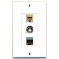 thumbnail image 1 of RiteAV - 1 Port Phone RJ11 RJ12 Beige and 1 Port Shielded Cat6 Ethernet and 1 Port BNC Decorative Wall Plate Decorative, 1 of 1