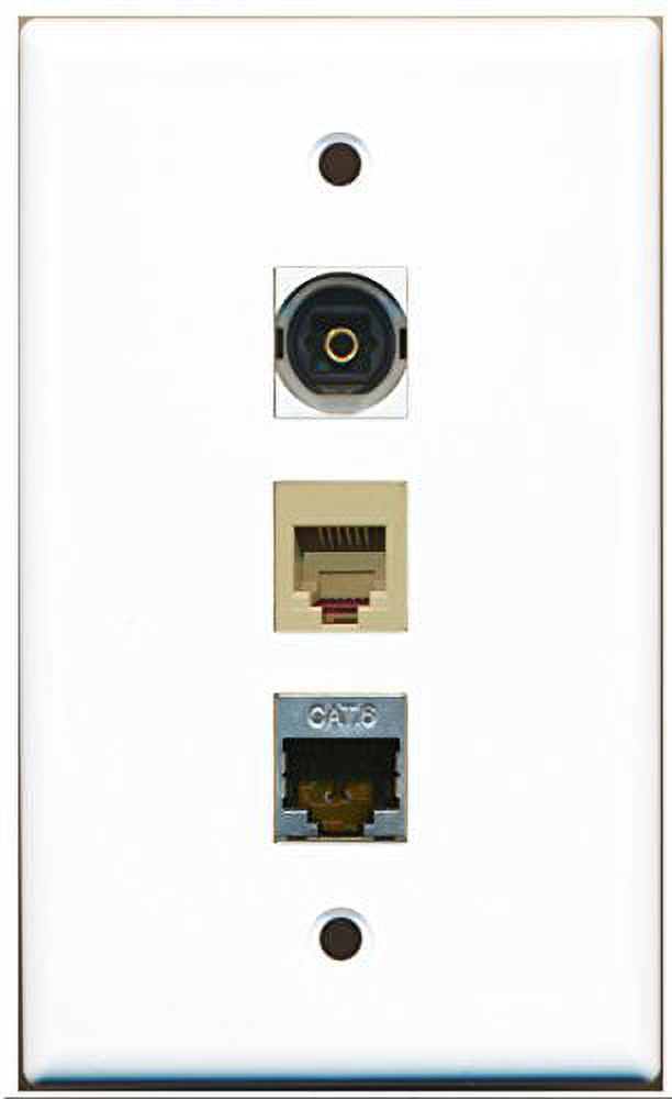 RiteAV - 1 Port Phone RJ11 RJ12 Beige and 1 Port Shielded Cat6 Ethernet ...