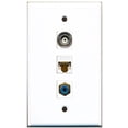 thumbnail image 1 of RiteAV - 1 Port RCA Blue and 1 Port BNC and 1 Port Cat6 Ethernet White Wall Plate, 1 of 1