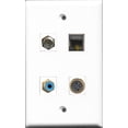 thumbnail image 1 of RiteAV 1 Port RCA Blue and 1 Port Coax Cable TV- F-Type and 1 Port S-Video and 1 Port Shielded Cat6 Ethernet Wall Plate, 1 of 1