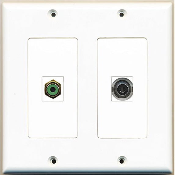 RiteAV - 1 Port RCA Green 1 Port 3.5mm - Dual Gang Wall Plate
