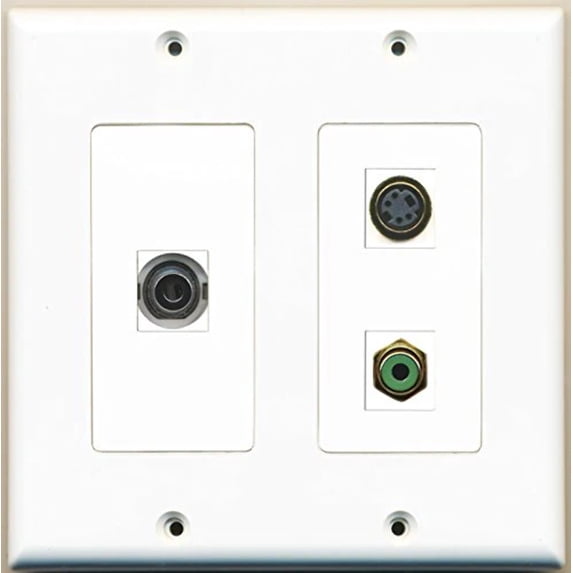RiteAV - 1 Port RCA Green 1 Port S-Video 1 Port 3.5mm - 2 Gang Wall Plate